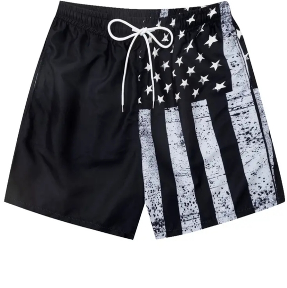 American Flag Graphic Lightweight Drawstring W/Pockets Shorts Sz Plus #M-94 - Picture 3 of 10